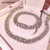 Silver Color 14mm Prong Miami Cuban Link Chain Necklace For Women Iced Out 2 Row Rhinestones Square Cuban Link Choker Jewelry - Image 1