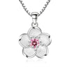 Silver Crystal Flower Pendant Necklace Stud Earrings Jewelry Sets For Women Vintage - Image 9