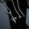 Minimalist Black Zircon Star Cross Pendant Stainless Steel Necklace for Men, Punk Hip Hop Jewelry Gifts - Image 3