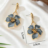 Boho Orange/Dusty Blue Floral Dangle Earrings Women Enamel Flower Gold Drop Earrings Summer Jewelry - Image 6