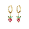 Fruit Charm Huggie Earrings with Colorful Stone Accents - Image 14