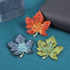 Enamel Blue Rhinestone Maple Leaf Brooches for Women Design Vintage Metal Casual Office Brooch Pin Party Wedding Gift - Image 1