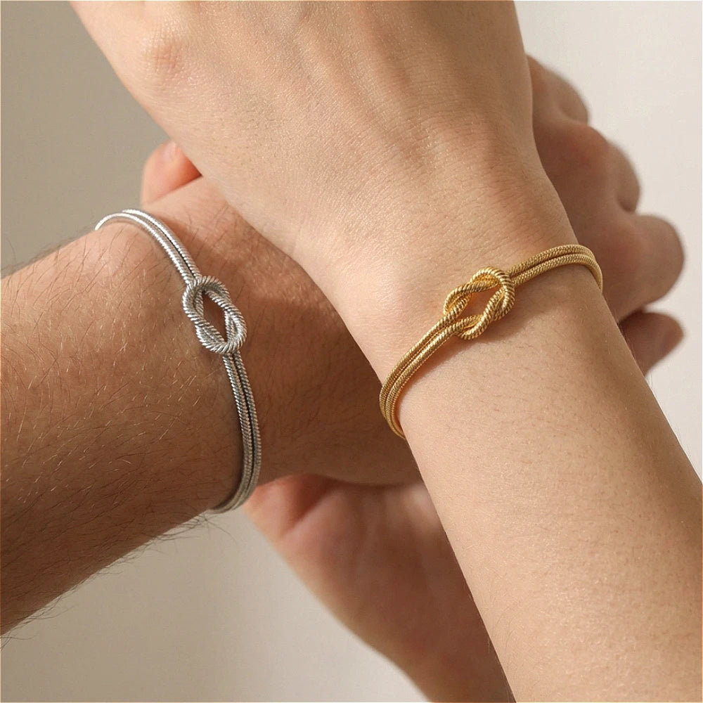 Infinity Love Knot Stainless Steel Bracelets Snake Chain Elegant Friendship Couples Bangles For Women Bridesmaid Jewelry Gifts - Image 1