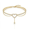 Sparkly Rhinestone Hollow Heart Teardrop Anklet Double Layer Foot Chain For Women Summer Beach Vacation Jewelry - Image 7