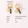 Stone Hoop Earrings for Women Star Sun Starfish Charms Stainless Steel Huggie Earrings Jewelry - Image 7