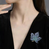 Enamel Blue Rhinestone Maple Leaf Brooches for Women Design Vintage Metal Casual Office Brooch Pin Party Wedding Gift - Image 3