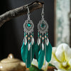 Boho Feather Long Leaf Tassel Drop Earrings For Women Geometric Rhinestone Crystal Beads Handmade Chain Wedding Earrings Jewelry - Image 7