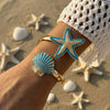 Elegant Enamel Flower Open Cuff Bracelet For Women Gold Plated Metal Pink White Blue Floral Bangles Beach Party Vacation Jewelry - Image 11
