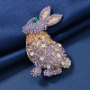 Colorful Rhinestone Rabbit Brooch Animal Pin Accessories Dual-Use Zodiac Badge Crystal Jewelry - Image 3