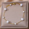 Stainless Steel Colorful Boho Drops Anklets For Women Zircon Cross Beads Anklet Double Chain Summer Beach Jewelry Gift - Image 4