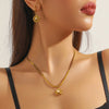 316L Stainless Steel Golden Flower Heart Moon Pearl Necklace Earrings Set For Women Girl Jewelry Suit - Image 6