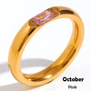 Gold Plated Shiny 12 Colors Birthstone Ring Stainless Steel Gold Plated Zircon Rings Zodiac ConstellationFor Women - Image 7