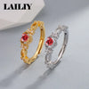 Silver Gold Adjustable Heart Shaped Ring with Diamonds and Rubies Ring for Women Jewelry - Image 4