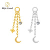 Titanium Dangle Star Moon Earring Charm Triple Drop Chains Cartilage Helix Earlobe Piercing Attachment - Image 1