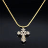 Vintage Shiny Zircon Jesus Cross Religious Amulet Necklace Women Stainless Steel Clavicle Snake Chain Choker Necklaces Jewelry - Image 3