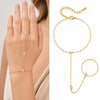 Bohemian Ring Bracelet Finger Hand Chain, Gold Plated Stainless Steel, Bead Slave Bracelet Jewelry for Women - Image 26