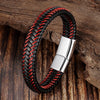Men Jewelry Red Braided Leather Rope Bracelet Black Magnetic Buckle Bracelets Punk Men Wrist Band Hombre - Image 6