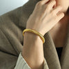 Stainless Steel Retro Elasticity Thick Metal Polish Bracelet Gold Plated Unisex Jewelry Men Women - Image 23