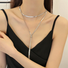 316L Stainless Steel Jewelry 134cm Pull Adjusting Charm Flat Snake Chain Choker Necklaces Pendants For Women - Image 18