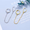 Gold Silver Color Plated Double Hole Link Chain Circle Hoop Earrings Zircon Star Lightning Eye Pendant Huggie Piercing Earring - Image 47
