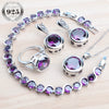 Bridal Women Blue Zircon Jewelry Sets Silver Women Wedding Jewelry Charms Rings Bracelets Earrings Set Pendant Necklace - Image 12