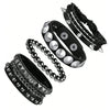 4 Pcs Punk Rock Leather Studded Bracelets For Men Women 80s Gothic Spike Cuff Bracelet Set Accessories For Rocker Outfits - Image 1