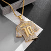 Full Zircon Pendant Necklace Hip Hop Cool Mumber 10 Soccer Star Fan Stainless Steel Clavicle Charming Jewelry Men Necklace - Image 5