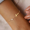 Birthstone Zirconia Thin Chain Link Cross Bracelet Stainless Steel Women's Adjustable Link Stacked Layered Chain Bracelets - Image 2