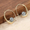 Minimalist Hoop Earrings with Grey Imitation Pearl Statement Circle Earrings for Women Daily Wear Modern Jewelry - Image 5