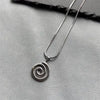 handmade y2k silvery plated snake cord necklace with spiral vortex stainless steel pendant - Image 5