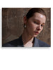 Pearl Drop Earrings with Geometric Metal Tops - Image 8