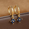2PCS Zircon Flower Pendant Hoop Earrings for Women Simple Sweet Stainless Steel Earring Piercing Jewelry - Image 17