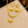316L Stainless Steel Golden Flower Heart Moon Pearl Necklace Earrings Set For Women Girl Jewelry Suit - Image 8