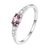 Silver Oval Gemstone Ring for Women Green Pink Zirconium Prongs Setting Ring Wedding Bridal Jewelry Gift - Image 8