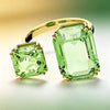 Rectangle Olive Green Zircon Hoop Chain Necklace Earrings Bracelet Ring Women Jewelry Set - Image 3