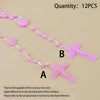 12-Piece Plastic Rosary Bead Necklace Set with Cross Pendants in Multiple Colors - Image 14