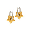 Chunky Bold Dual-Toned Lucky Star Puffy Dangle Charm Stainless Steel Hoop Earrings Boho Jewelry for Women Gift - Image 7