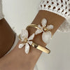 Elegant Enamel Flower Open Cuff Bracelet For Women Gold Plated Metal Pink White Blue Floral Bangles Beach Party Vacation Jewelry - Image 7