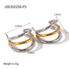 Two Tone Silver Color Gold Color Tone Oval Hoops Layered Triple Huggy Huggie Hoops Small Stud Mixed Metal Minimal Busines - Image 8