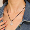Vintage Spiral Vortex Pendant Necklace Hand-woven Leather Rope Necklace for Women Boho Goth Necklace Y2K Jewelry - Image 2