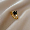 Stainless Steel Five-Petal Flower Ring in Multiple Colors - Image 24