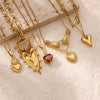Pendant Necklace with Textured Chain and Multiple Charm Designs - Image 1