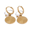French Style 316L Stainless Steel Round Leaf Drop Hoop Earrings Gold Pvd Plated Charm Thicker Shell Jewelry - Image 8