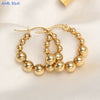 Mhs.sun Gold Plated Square Round Stainless Steel Hoop Earrings Cross Ball Beads Earring For Women Girls Wedding Jewelry - Image 1