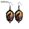 Rose Raven with Moon Dangle Earring Black Lace Earrings Oval Glass Photo Jewelry Gifts Party - Image 1