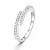 Opening Ring for Women Girls Sparkling Lab Diamond Half Eternity Wedding Ring Adjustable Jewelry Gift - Image 7