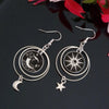 Goth Y2K Black Enamel Moon Sun Star Fringed Multi-layer Circular Celestial Dangle Earrings for Women Halloween Aesthetic Jewelry - Image 4
