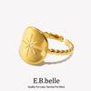 Minimalist Stainless Steel Shiny North Star Signet Ring Basic Beads Texture Band Gold Plated Index Ring - Image 1