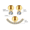 3pcs/Set Titanium 16G Happy Smile Stud Earrings with Cubic Zirconia Internally Threaded Flat Back Piercing - Image 10