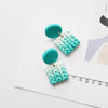 Cute Multi-Gradient Color Square Polymer Clay Earring Stud Set Handmade Braided Knitting Pattern Women's Jewelry Gifts - Image 7